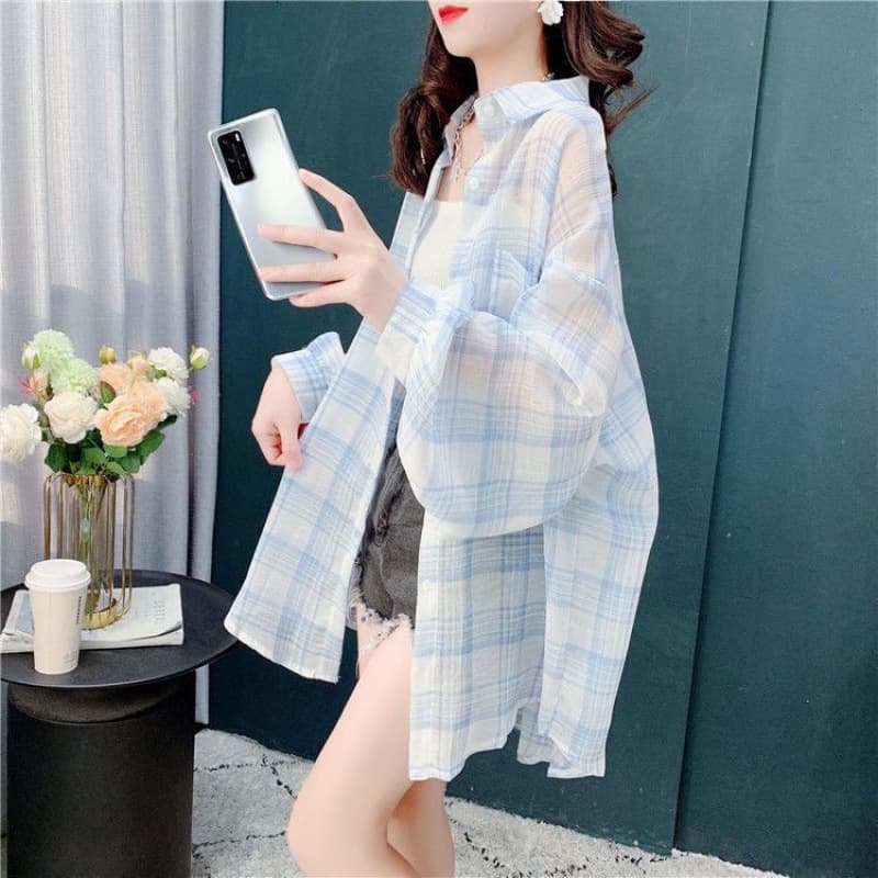 Thin long summer shirt, breathable cardigan, sun protection, mid-length, oversize 3