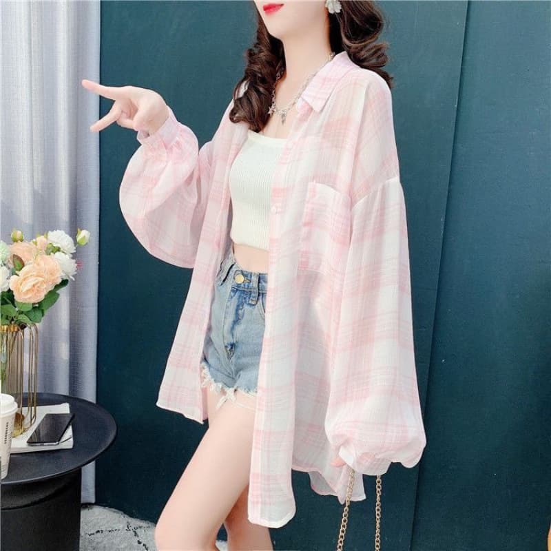 Thin long summer shirt, breathable cardigan, sun protection, mid-length, oversize 4