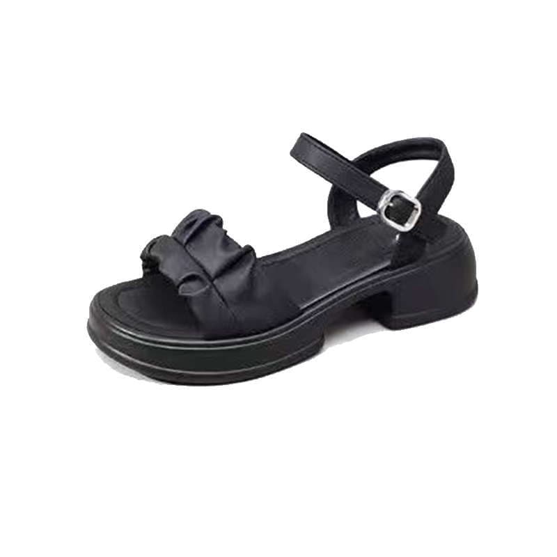 Sandals platform, romantic and delicate universal beach footwear for leisure, for teenagers, height increasing, suitable for outdoor wear, 2025 years, wide stable heel 5