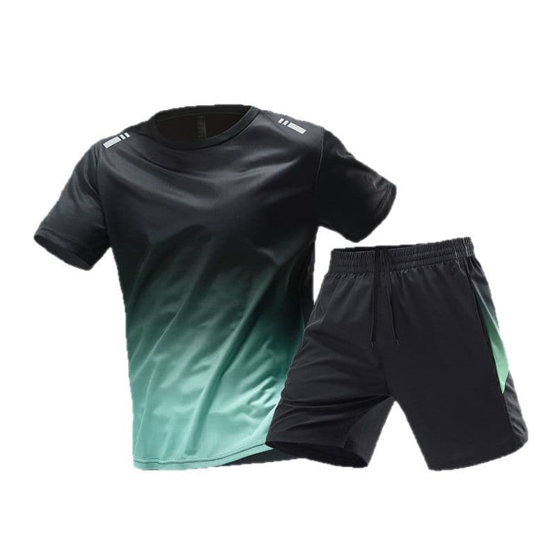 Body-friendly silk quick dry autumn demi-season sports suit for gym, basketball shorts for training, with short sleeve, for running 5