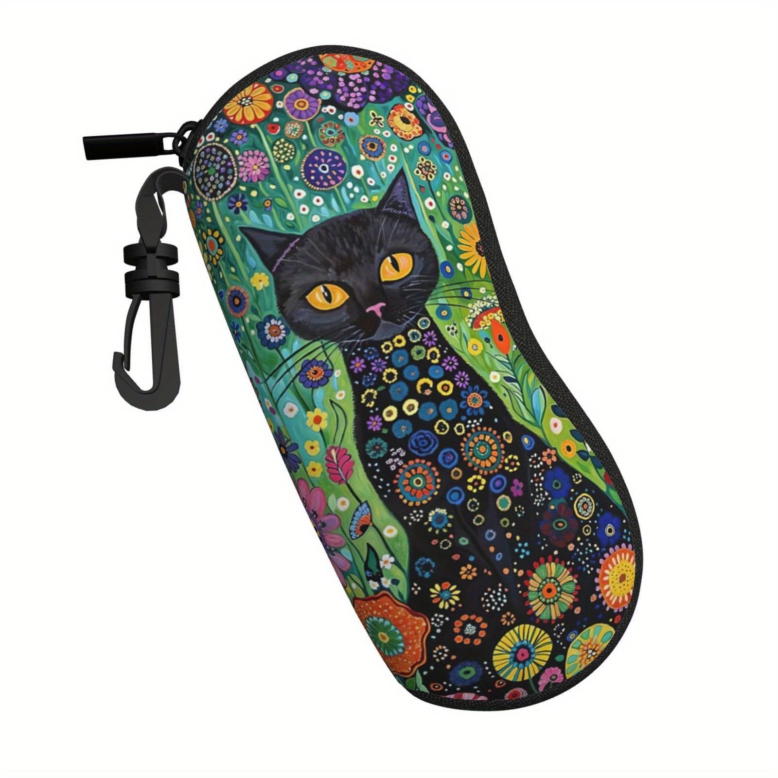 Black cat print glasses box glasses portable storage box for women as the perfect gift for Christmas or daily life 5