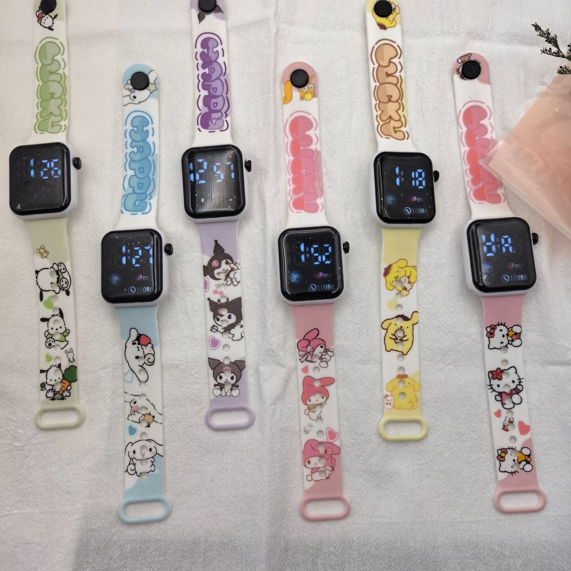 Cartoon fashionable square children's electronic watch