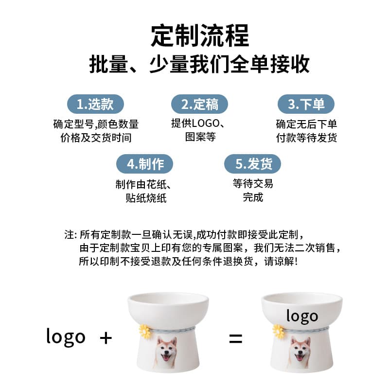 A custom logo cat bowl cat basin pet bowl dog basin cat food bowl pet food bowl ceramic single bowl double bowl food bowl 2