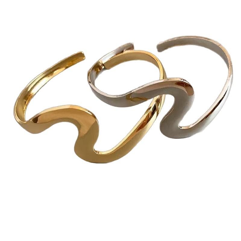 Metal wave-shaped bracelet armband. Simple and cool open-ended bracelet armband suitable for women. 5