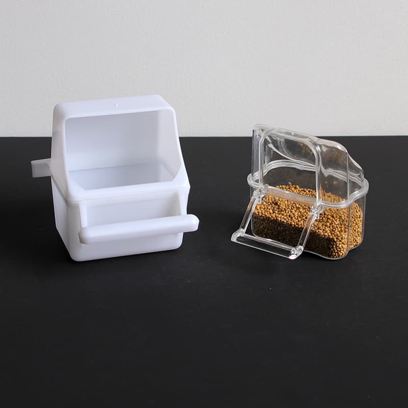 Bird cage accessories anti -dumping bird food cupwen tiger leather parrot box bird food box Plastic inside and outside the inside and outside of the plastics feeder 2