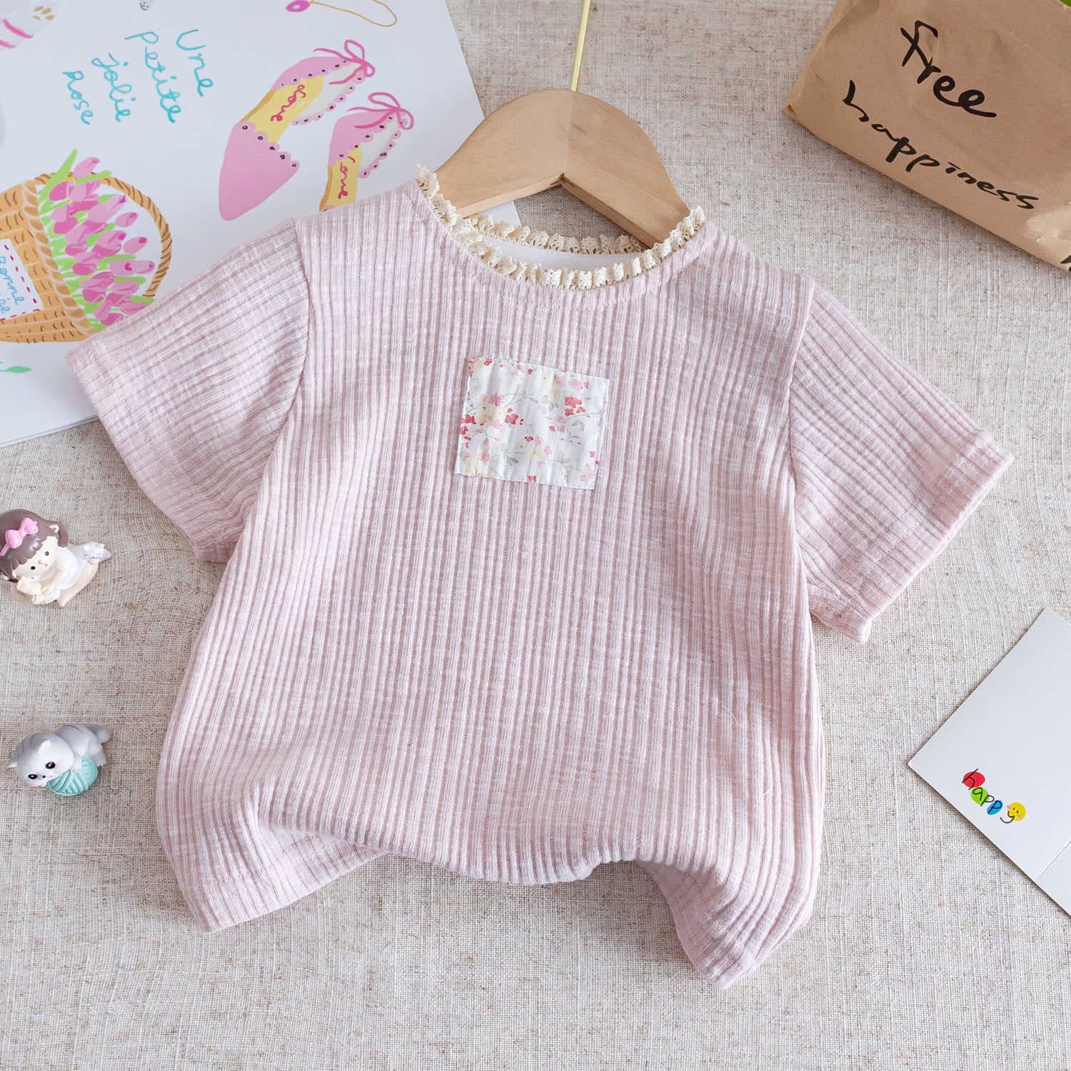 Summer set, children's cute T-shirt girl's, trousers, Korean style, floral print 3