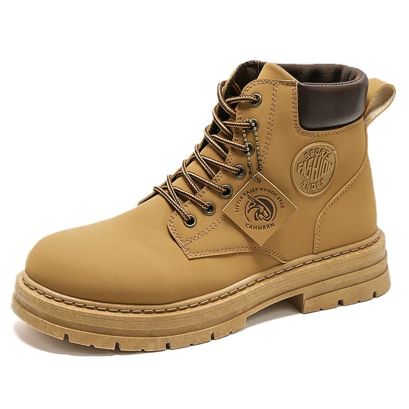 Rhubarb boots 2024 autumn and winter men's Martin boots workwear waterproof non-slip hiking shoes construction site labor protection shoes leather shoes 5