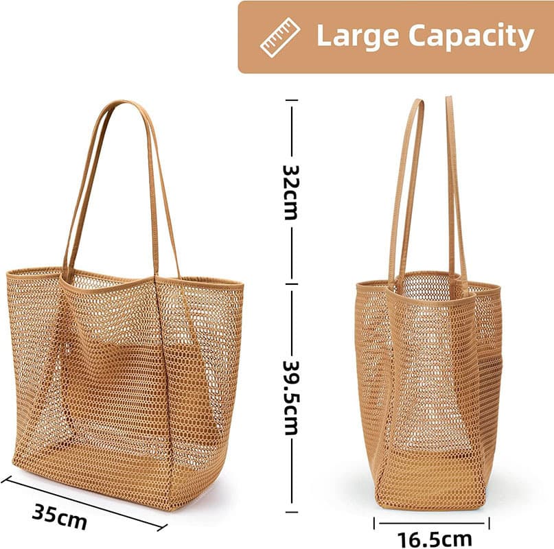 Summer beach capacious shoulder bag for swimming, children's mesh bag, swimwear, equipment, folding woven storage bag 2