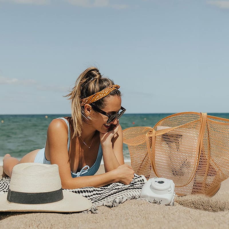 Summer beach capacious shoulder bag for swimming, children's mesh bag, swimwear, equipment, folding woven storage bag 4