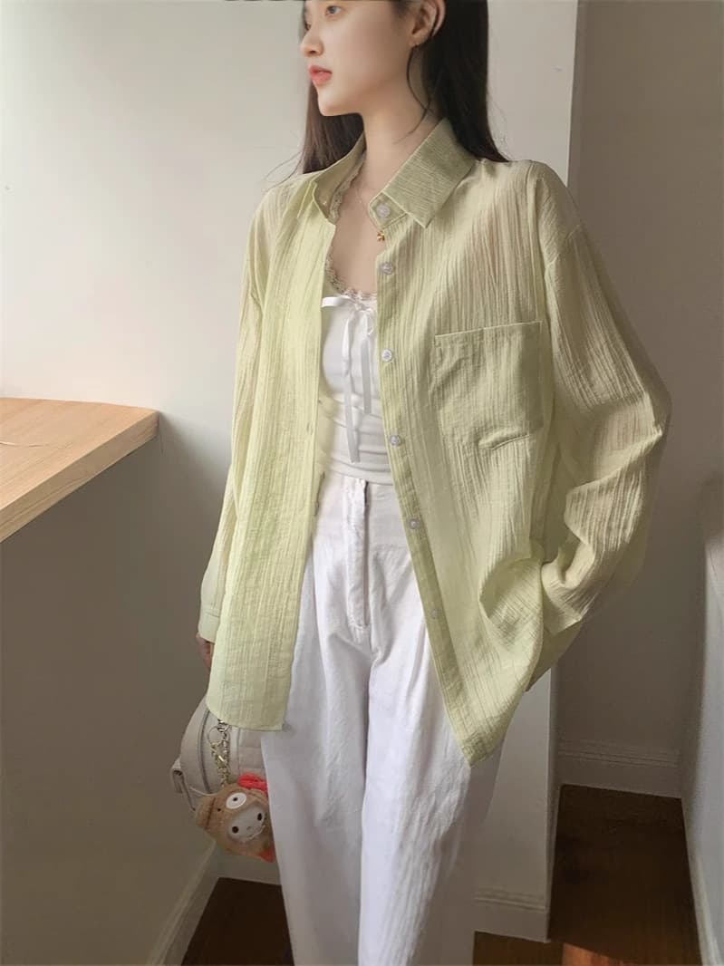Light and thin shirt, cardigan, sun protection, loose fit 4