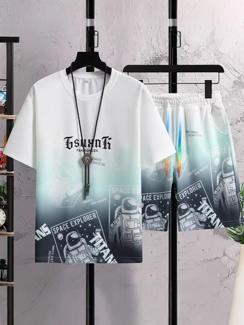 Sports fashionable universal short sleeve T-shirt, set, 2025 years, gradient 3
