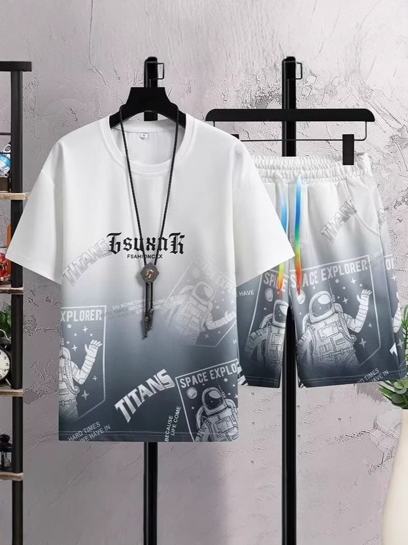 Sports fashionable universal short sleeve T-shirt, set, 2025 years, gradient 4