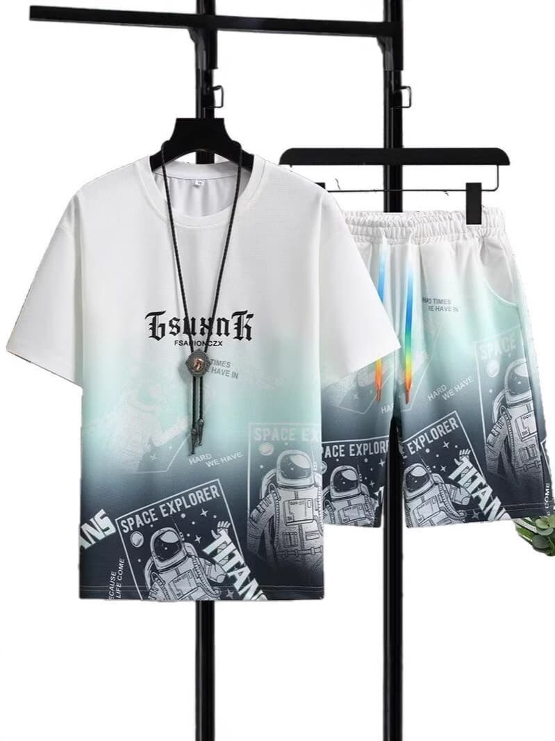 Sports fashionable universal short sleeve T-shirt, set, 2025 years, gradient 5