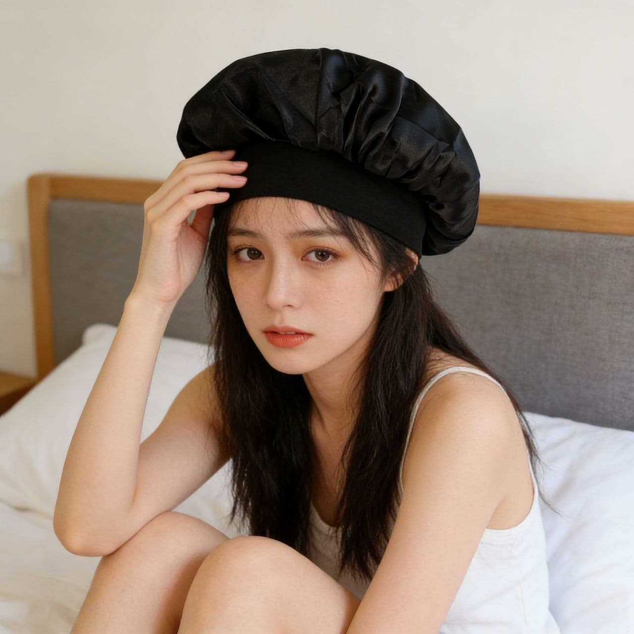 Elastic knitted hat with hood for pregnant, Amazon 4