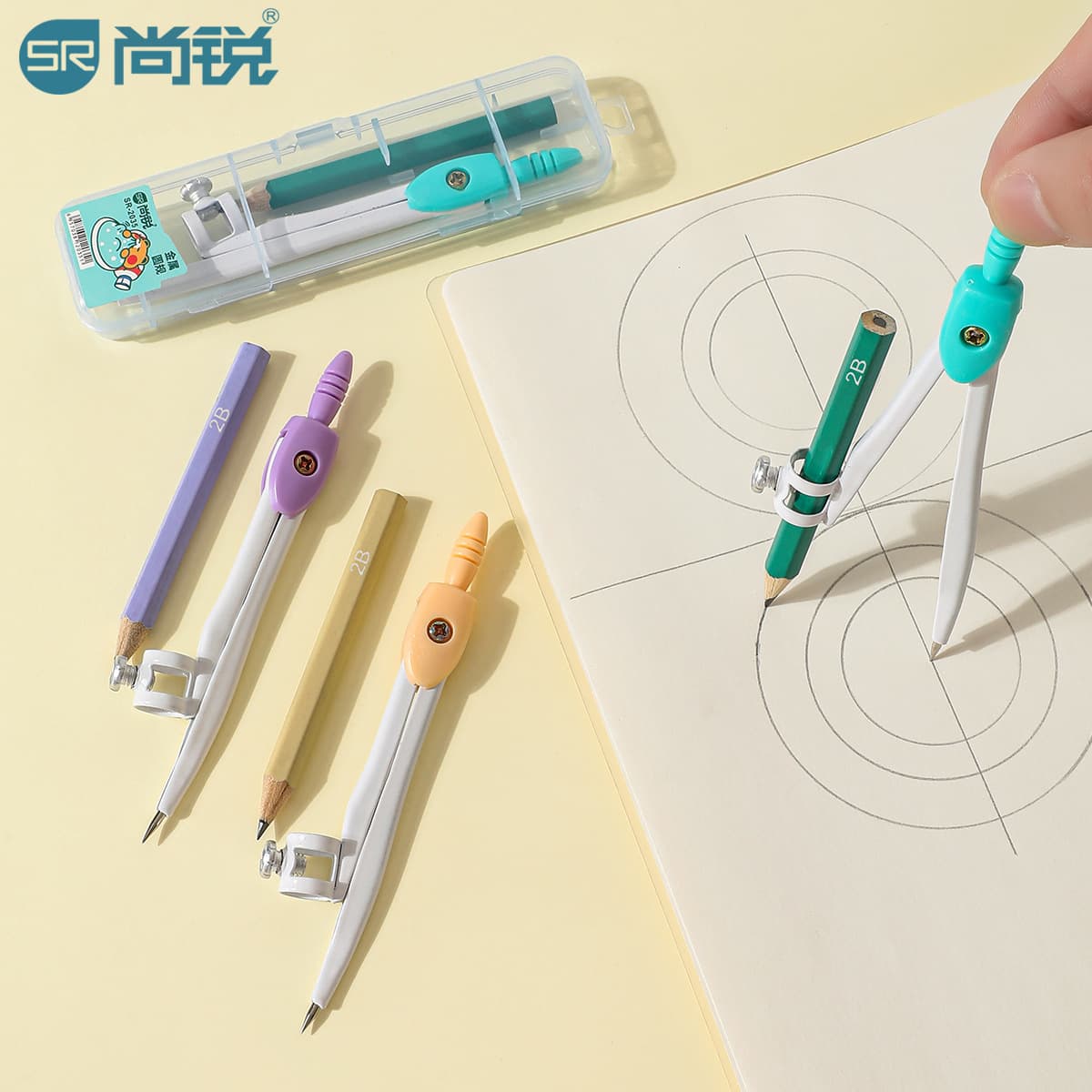 Student compasses metal compasses set 2B pencil ins middle school student exam questions compasses manufacturer wholesale 3