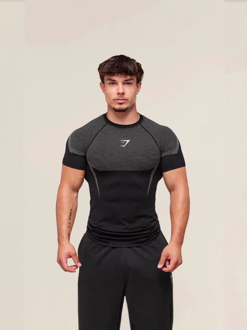 Sports breathable T-shirt for gym for leisure, shark, new collection, for running, tight, with short sleeve 3