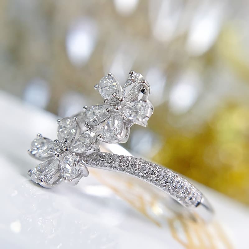 (Cross-border trading), copper fashionable women's brand stone inlay drop-shaped with zircon, ring with stone, flowered, light luxury style, high-quality style 3