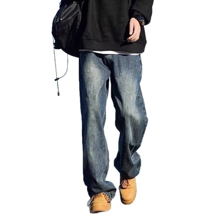 Autumn demi-season jeans, retro trousers, American style, loose straight fit 5
