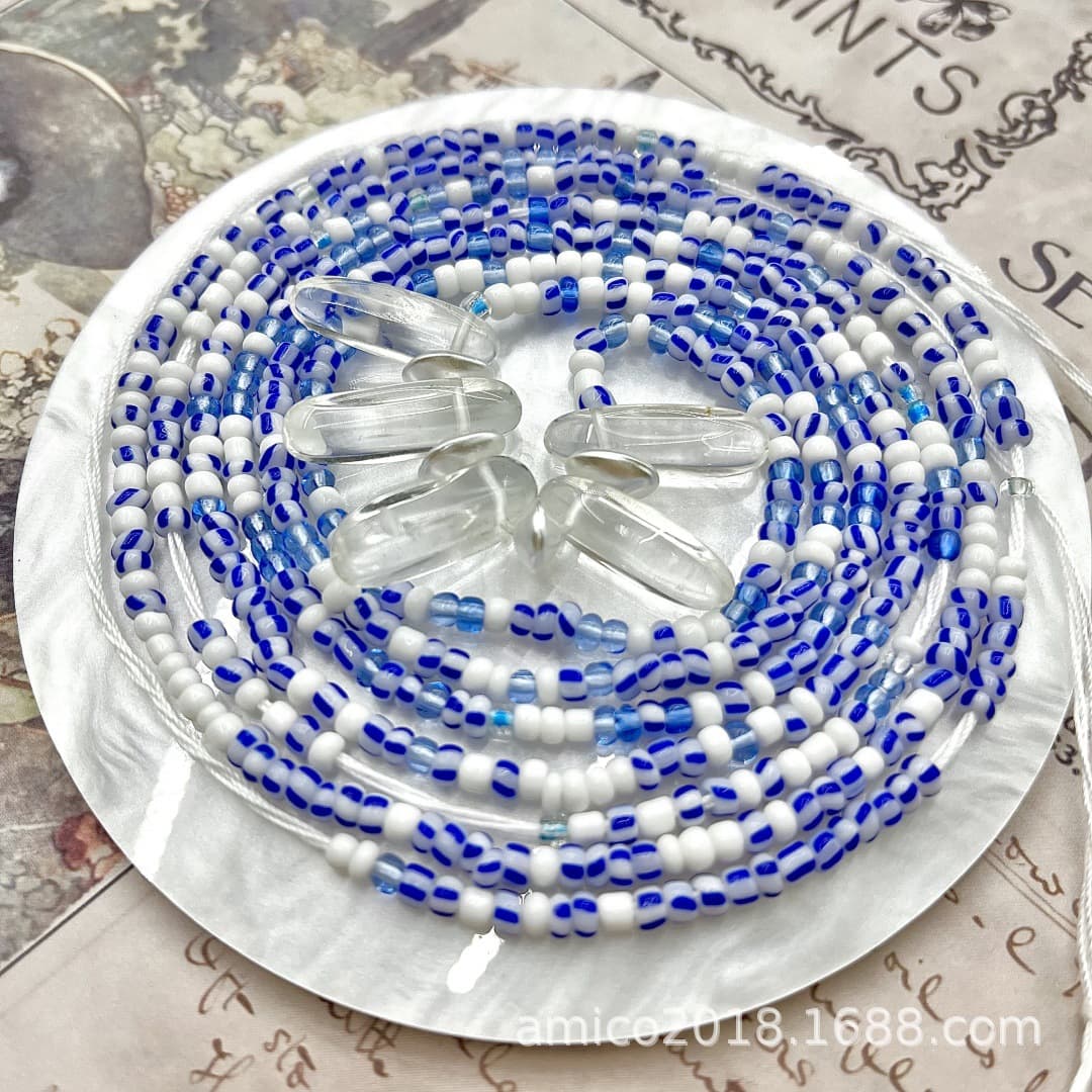 Cross-border supply 2025 new African waist beads manufacturer wholesale colored body chains cotton thread belly jewelry 2