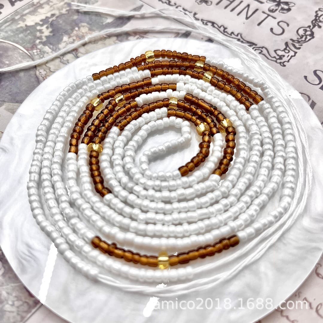 Cross-border supply 2025 new African waist beads manufacturer wholesale colored body chains cotton thread belly jewelry 4