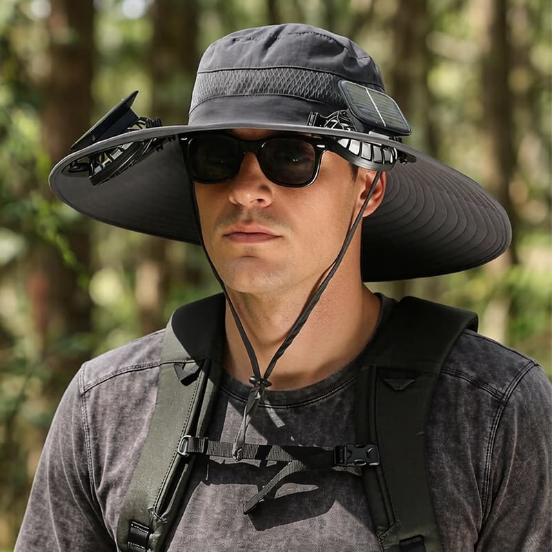 (Cross-border trading), men's air fan solar-powered charging for fishing, travel sun hat 2