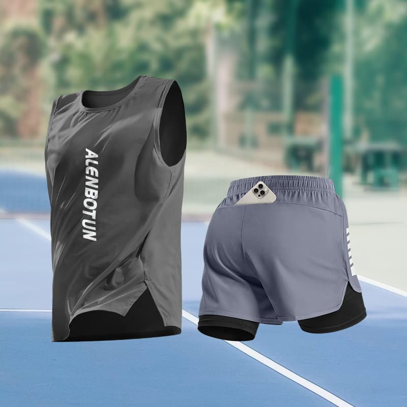 Summer sports suit for training, body-friendly quick dry basketball T-shirt for gym, shorts, for running 2