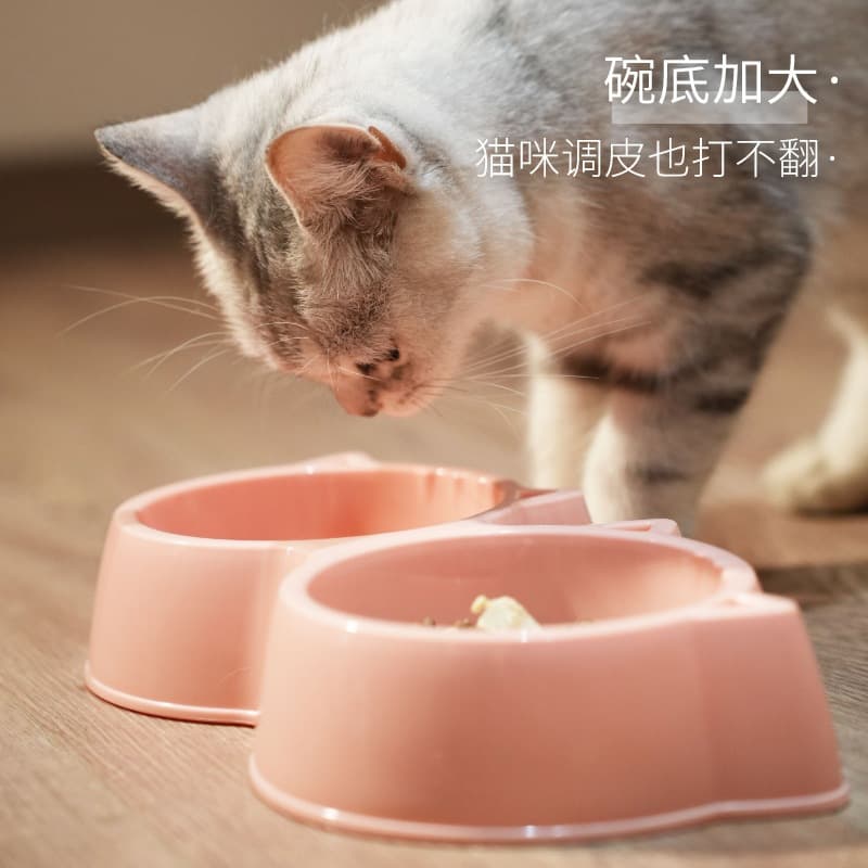 Cat -faced pet double bowl of horse karma plastic pot cat bowl wholesale anti -felling pet bowl cat food bowl cat bowl dog 3
