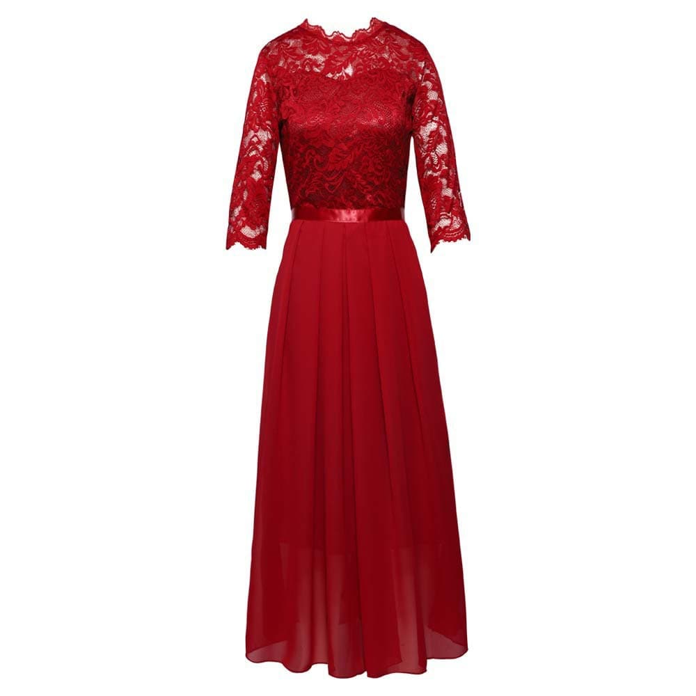 Evening dress, lace long skirt with a round collar, (Physicals), Amazon, European style 2
