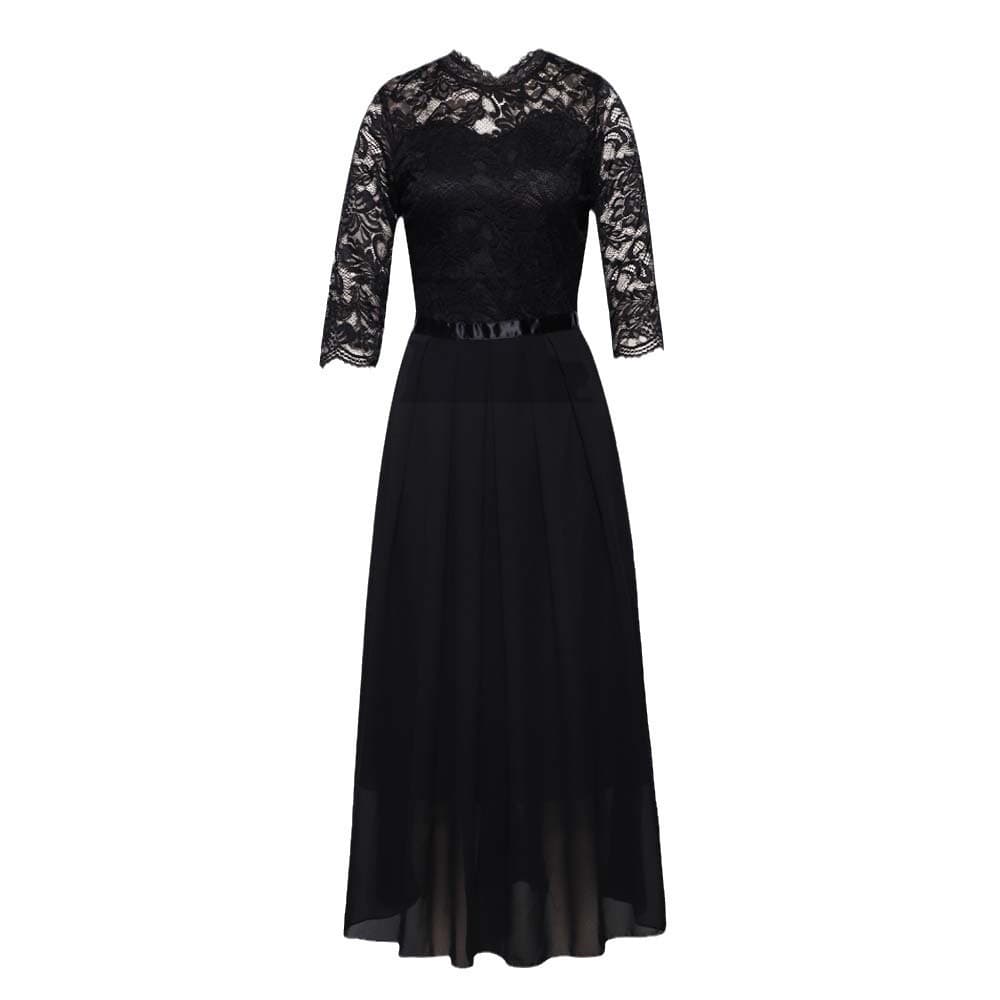 Evening dress, lace long skirt with a round collar, (Physicals), Amazon, European style 3