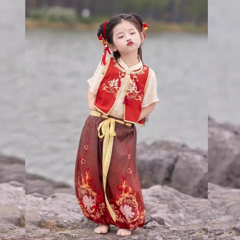 Children's summer set for men and women, Hanfu, Chinese style, cosplay, with short sleeve 4