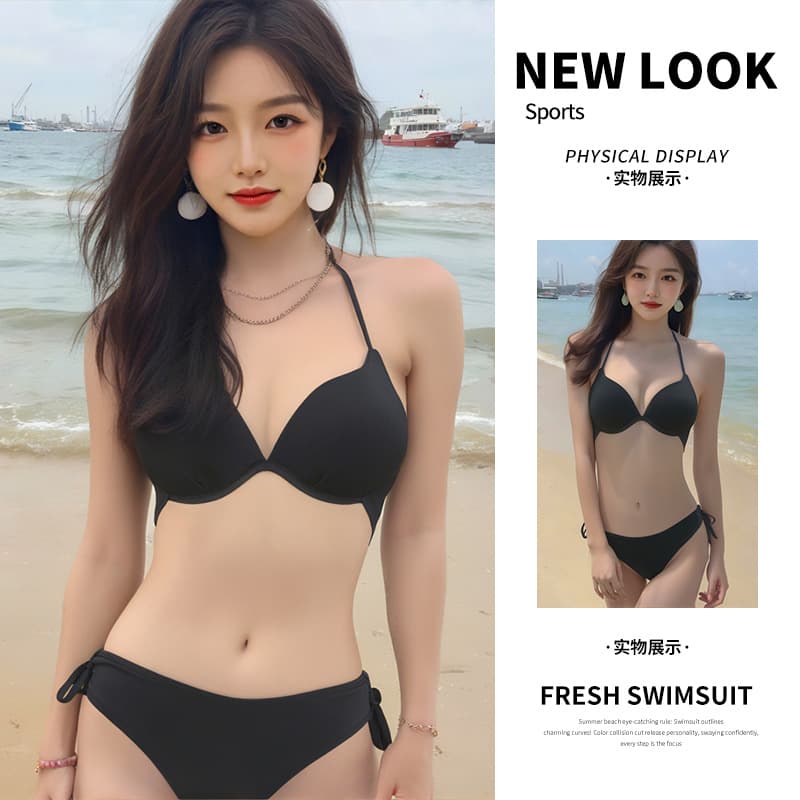 Sexy swimwear, set, supporting top with cups, bra, underwear