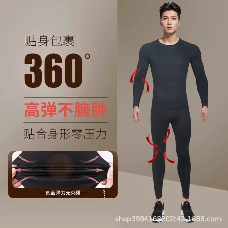 Ski quick dry base keep warm underwear, sports suit, fleece travel demi-season set, tight, for running 3