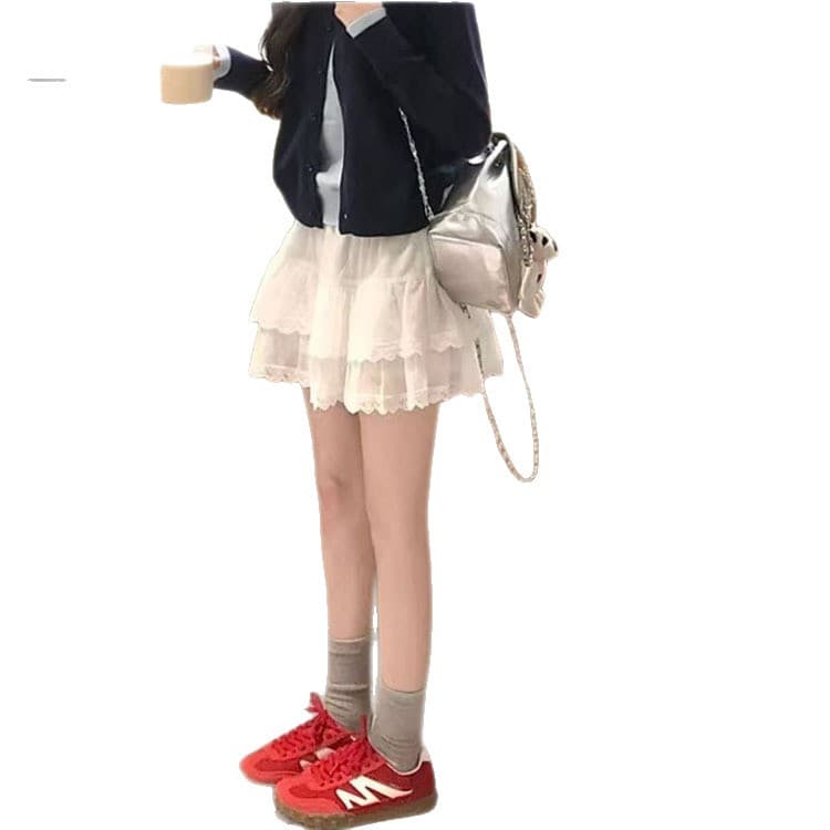 White lace autumn skirt, 2025 years, A-line 5