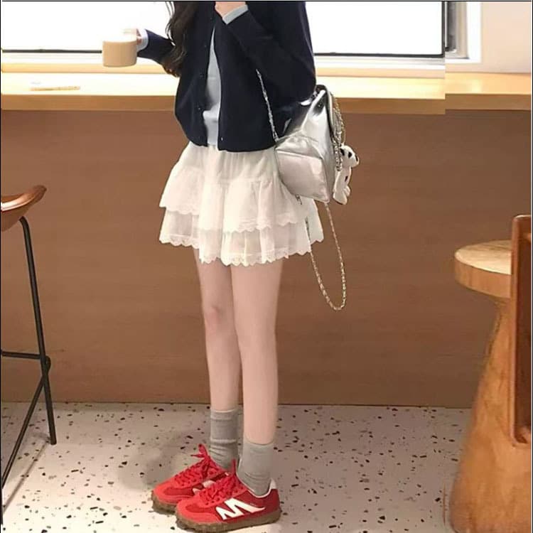 White lace autumn skirt, 2025 years, A-line