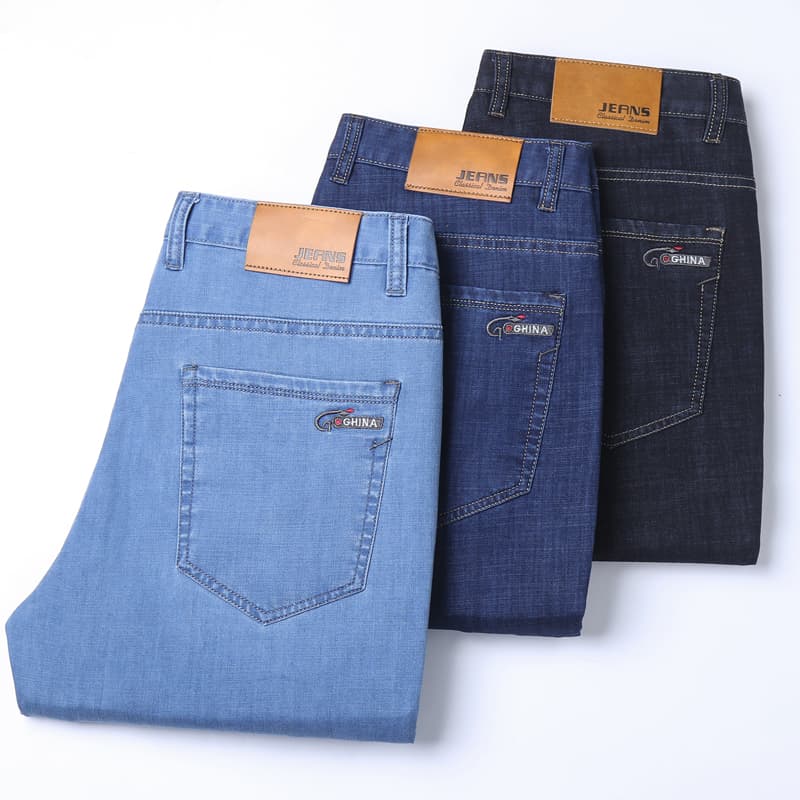 Summer thin silk quality jeans, elastic trousers, Korean style, loose straight fit 2