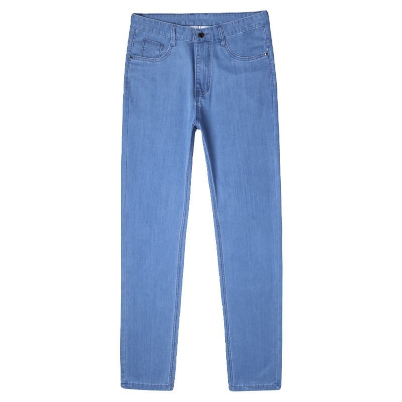 Summer thin silk quality jeans, elastic trousers, Korean style, loose straight fit 5