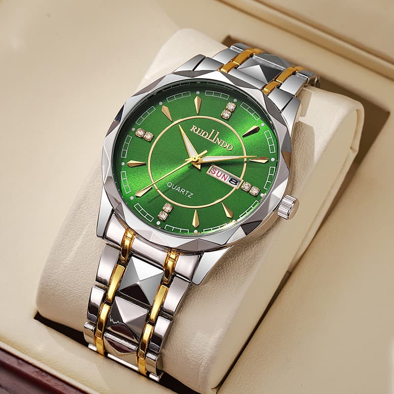 RUOLINDO Men's watch, steel belt, trend calendar, quartz swiss watch, high-quality style 3