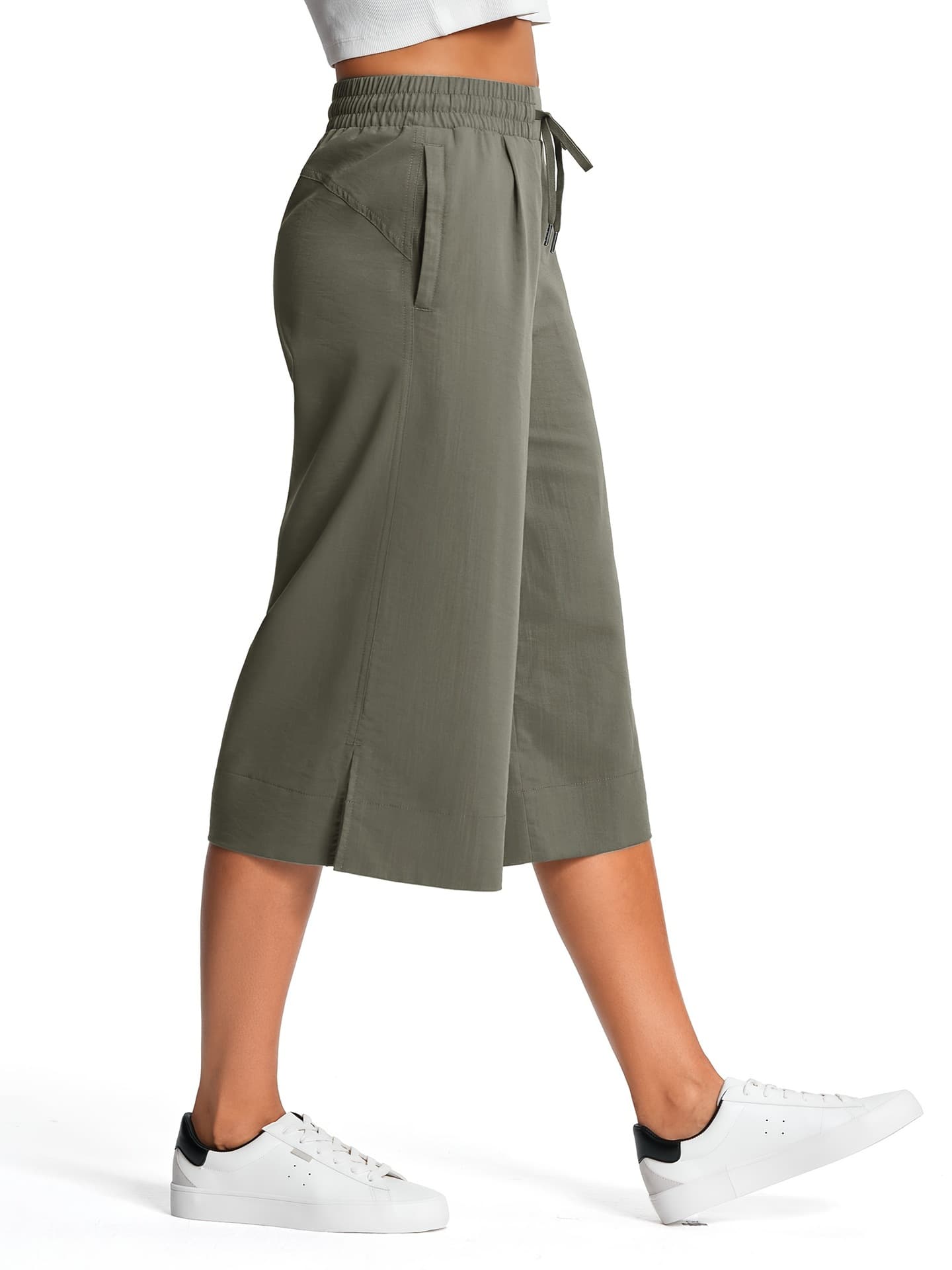 18 Capri Pants for Women Wide Leg Capris with Pockets Cross-border 2