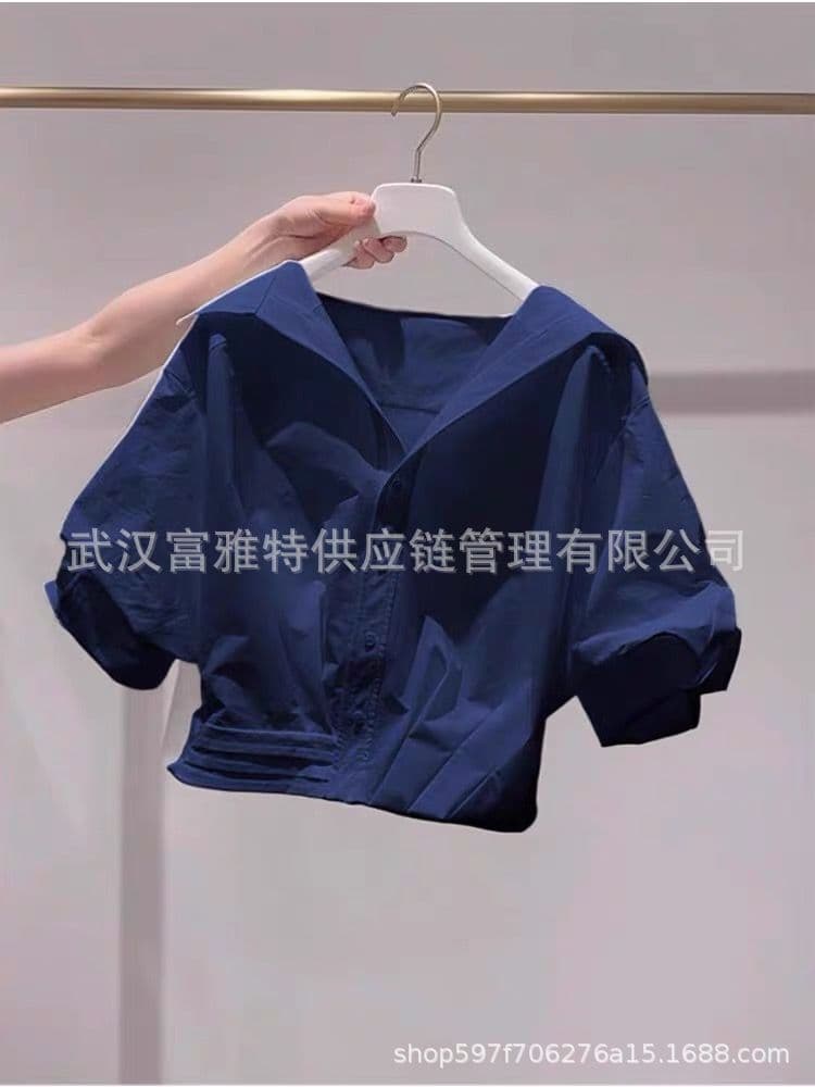 Green summer cute short shirt, with short sleeve, 2026 years, for teenagers 3