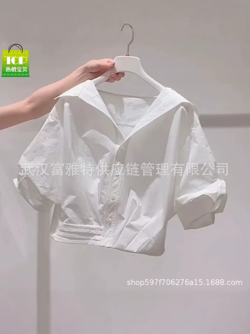 Green summer cute short shirt, with short sleeve, 2026 years, for teenagers 4