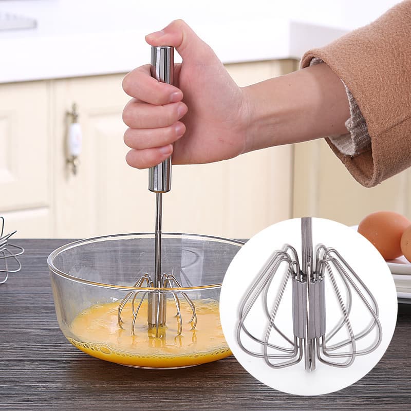 Baking tools egg beater stainless steel thick mixer semi-automatic egg beater manual mini silicone beater 2