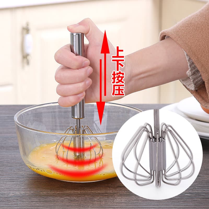 Baking tools egg beater stainless steel thick mixer semi-automatic egg beater manual mini silicone beater 3