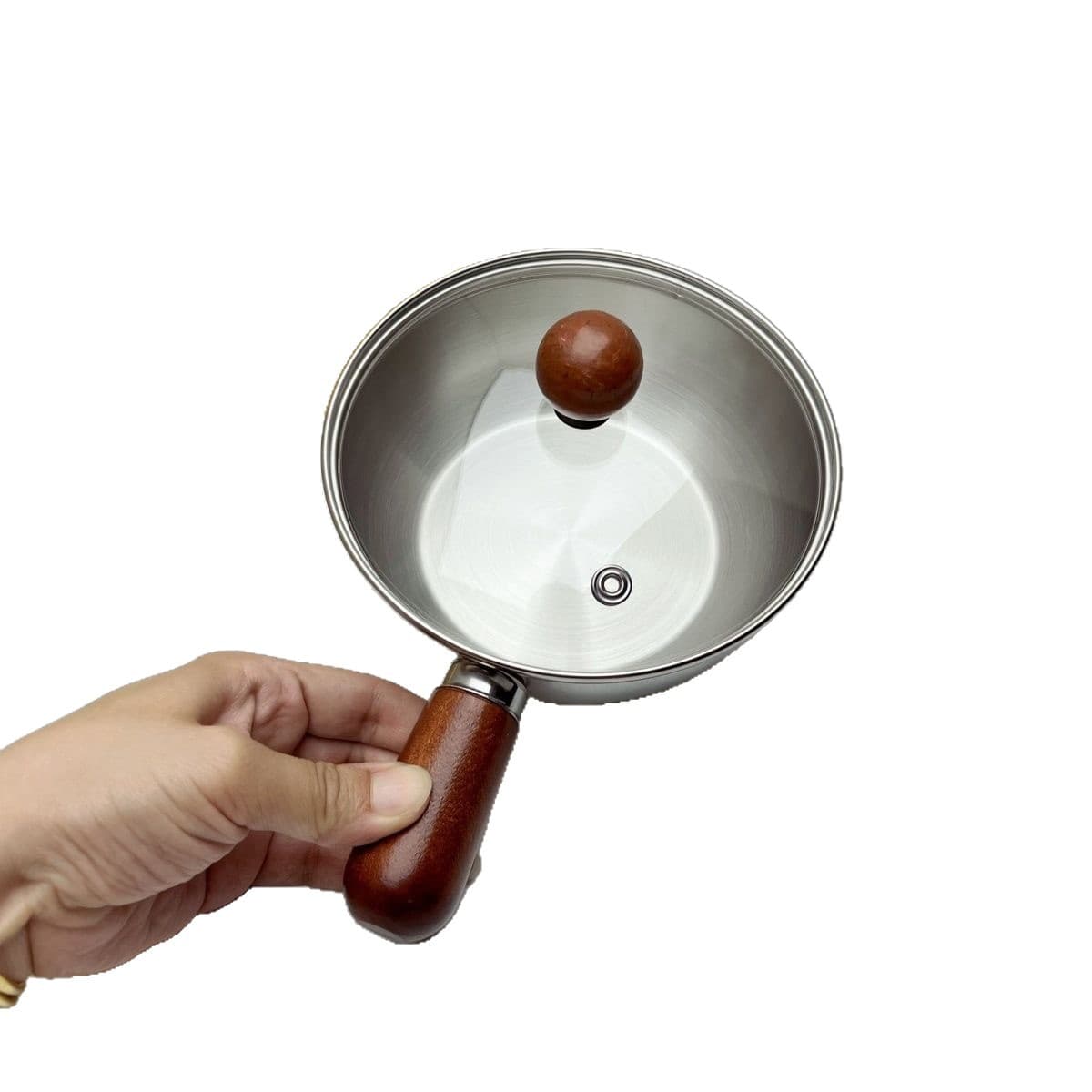 Thickened stainless steel small pot multifunctional cooking sauce cooking bowl anti-scalding wooden handle small bowl milk supplementary small pot 5