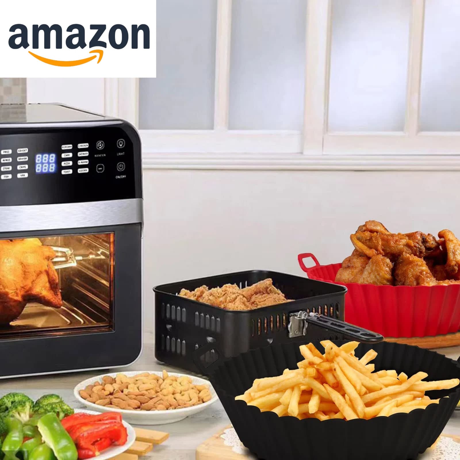 Amazon explosion air fried cooker cushion silicone baking baking sheet lining can folded air fried pot silicone baking sheet 4