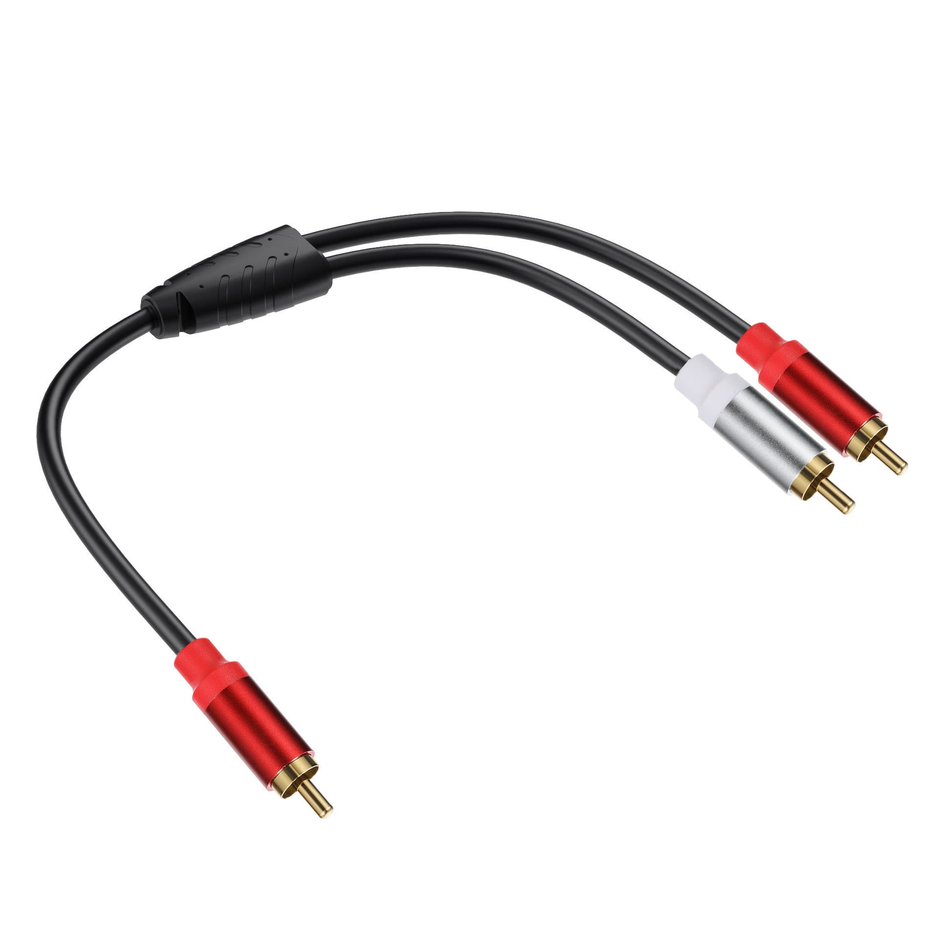 Super soft metal shell Gold copper core RCA one point two lotus one lotus, one drag, two audio cable automobile power amplifier home theater 4