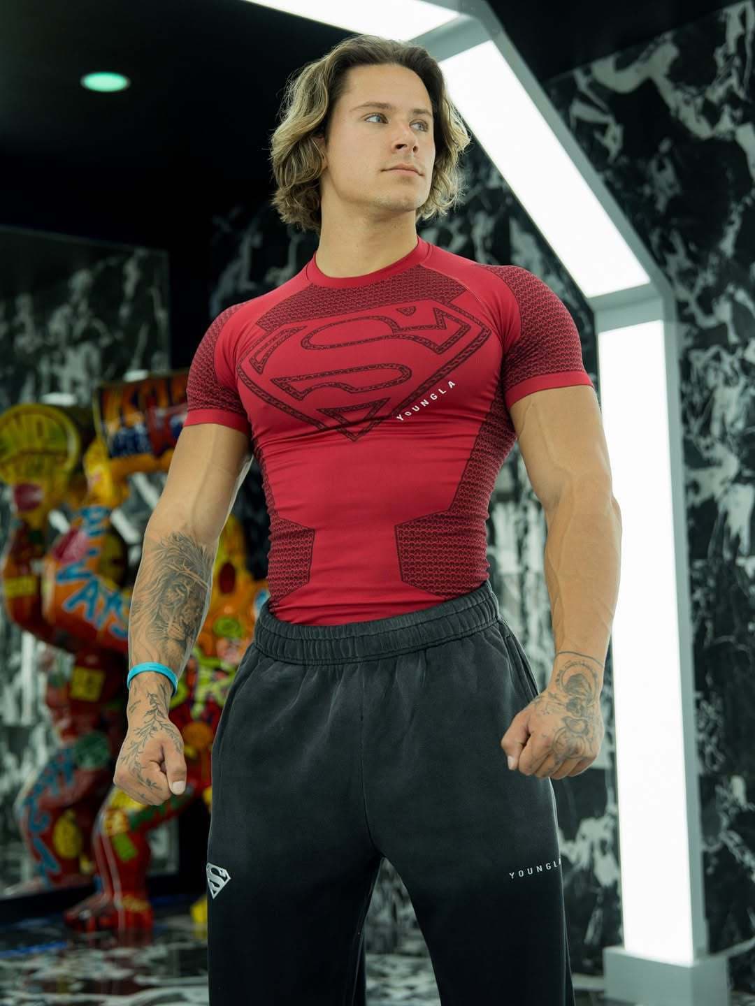 Sports quick dry breathable T-shirt for gym for leisure, American style, with short sleeve, for running, tight 2