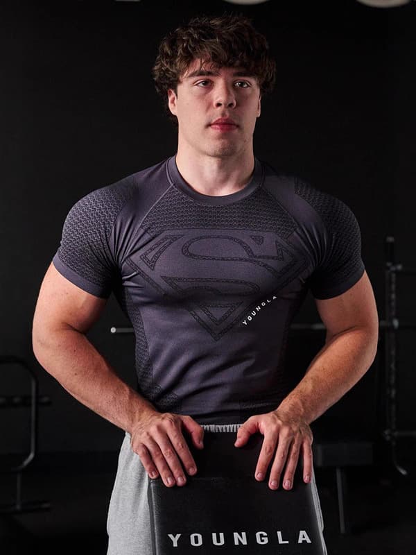 Sports quick dry breathable T-shirt for gym for leisure, American style, with short sleeve, for running, tight 3