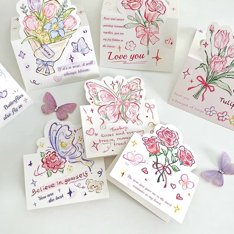 Three dimensional postcard, language cards for St. Valentine's Day, bouquet, Birthday gift 3
