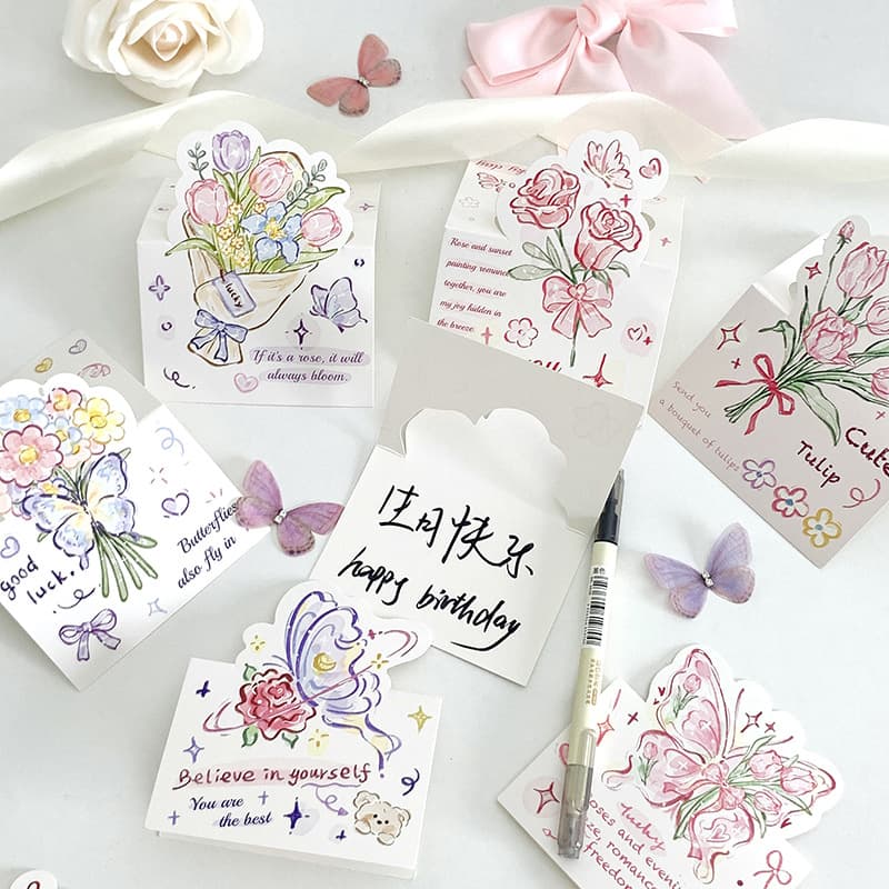 Three dimensional postcard, language cards for St. Valentine's Day, bouquet, Birthday gift 4