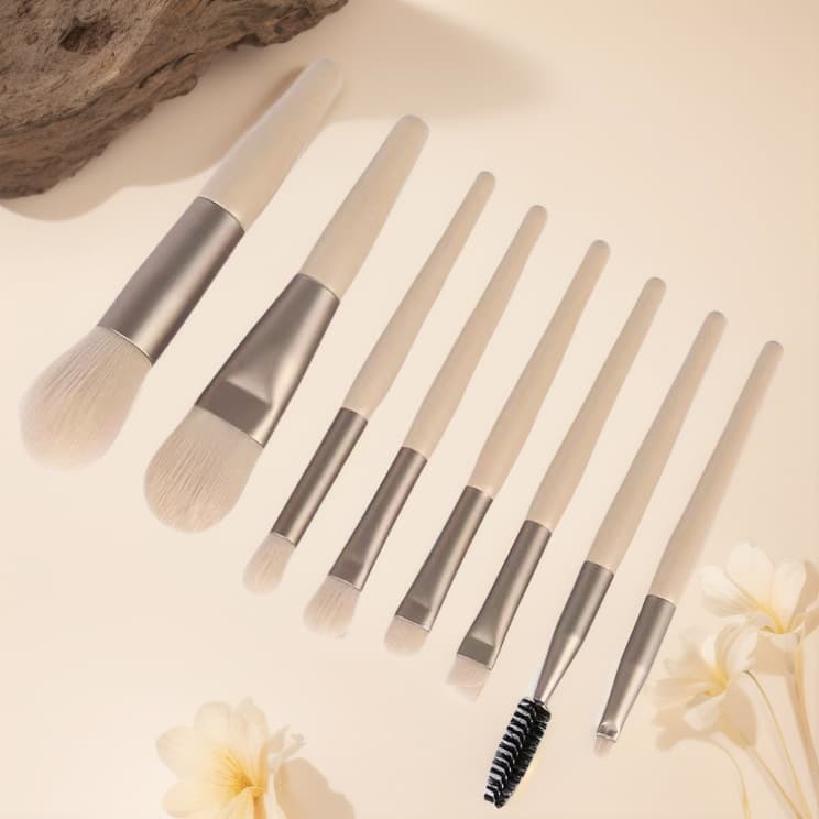 Handheld cosmetic brush, small soft set, face blush, storage system, 8 pieces 2